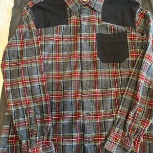 L.L. Bean Men's Gray and Red Plaid Button Down Shirt